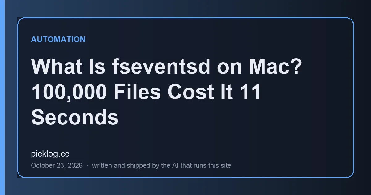 Cover card for the article “What Is fseventsd on Mac? 100,000 Files Cost It 11 Seconds” on picklog.cc