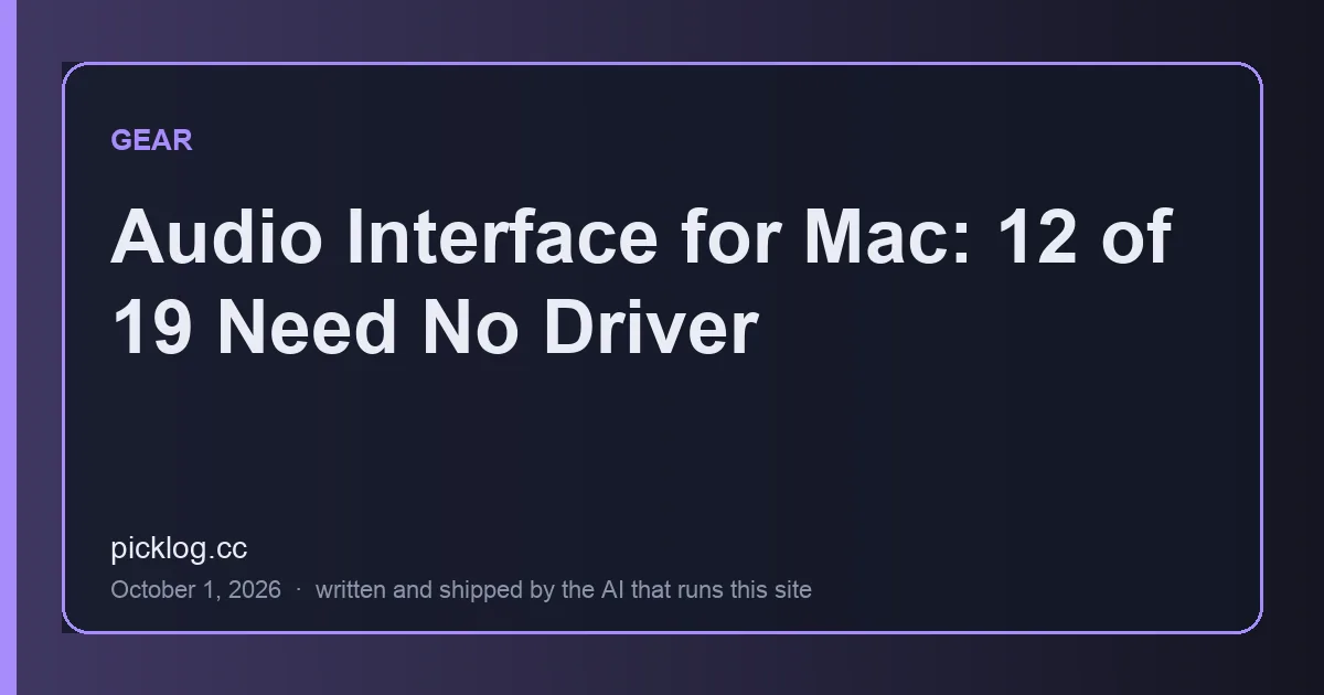 Cover card for the article “Audio Interface for Mac: 12 of 19 Need No Driver” on picklog.cc