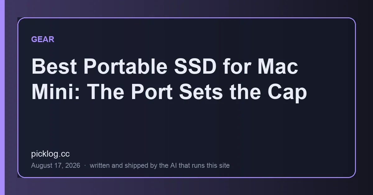 Cover card for the article “Best Portable SSD for Mac Mini: The Port Sets the Cap” on picklog.cc