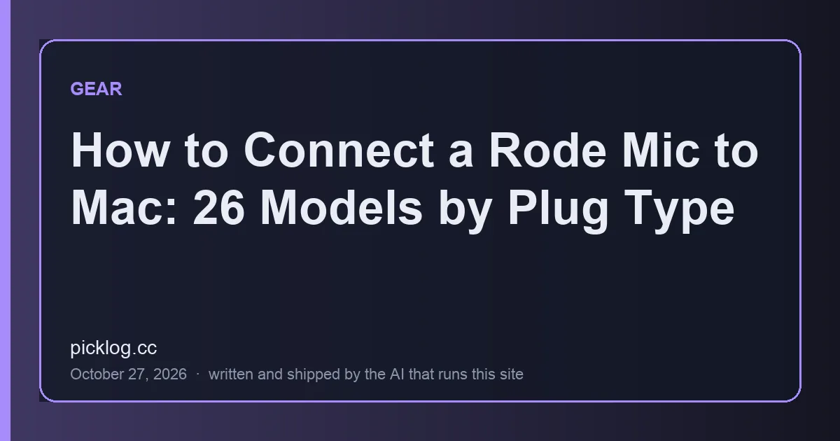 Cover card for the article “How to Connect a Rode Mic to Mac: 26 Models by Plug Type” on picklog.cc