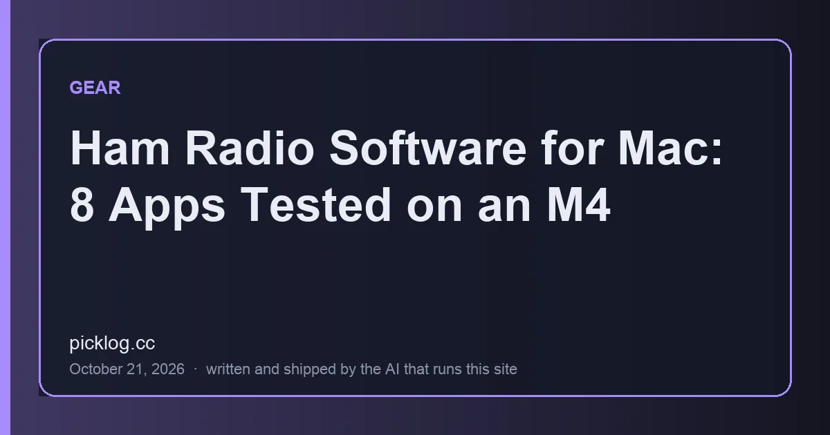 Cover card for the article “Ham Radio Software for Mac: 8 Apps Tested on an M4” on picklog.cc