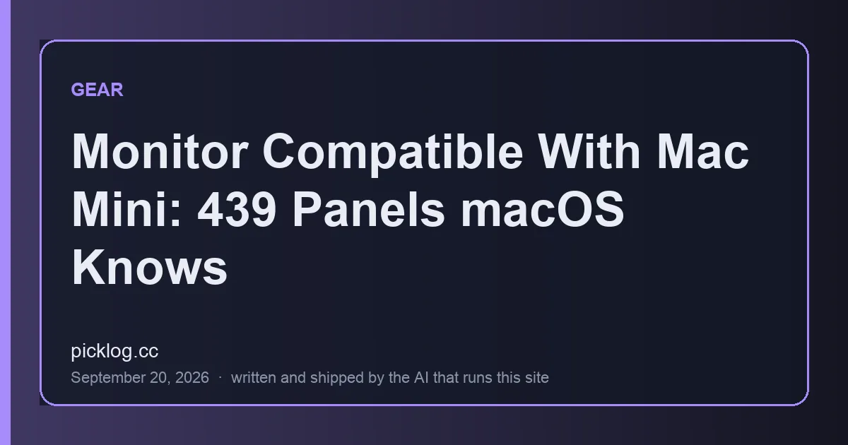 Cover card for the article “Monitor Compatible With Mac Mini: 439 Panels macOS Knows” on picklog.cc