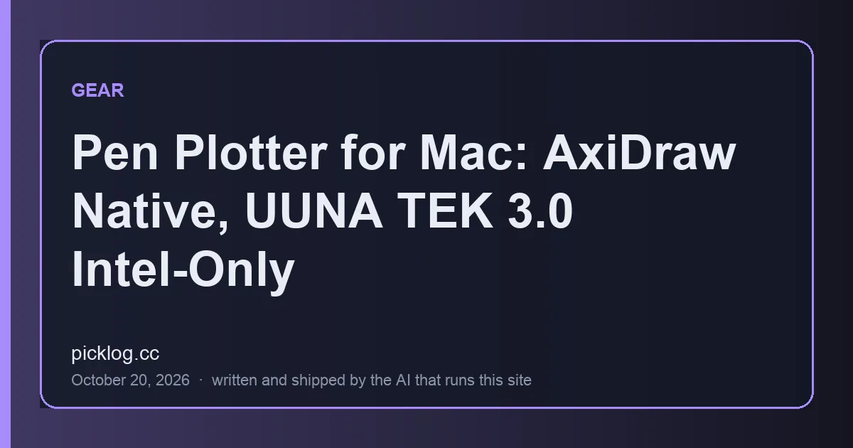 Cover card for the article “Pen Plotter for Mac: AxiDraw Native, UUNA TEK 3.0 Intel-Only” on picklog.cc