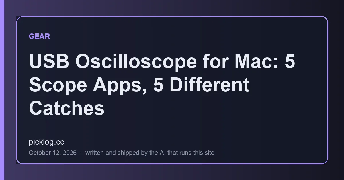 Cover card for the article “USB Oscilloscope for Mac: 5 Scope Apps, 5 Different Catches” on picklog.cc