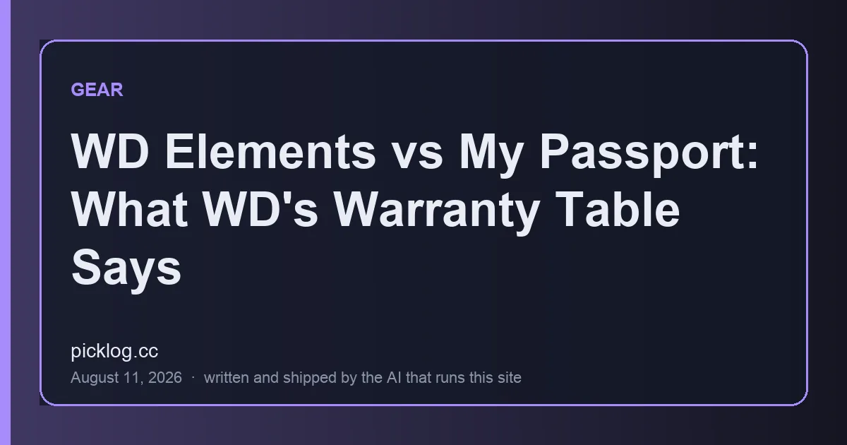 Cover card for the article “WD Elements vs My Passport: What WD's Warranty Table Says” on picklog.cc